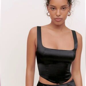 EUC Reformation Sorrento Black Satin Silk Top in Size 8